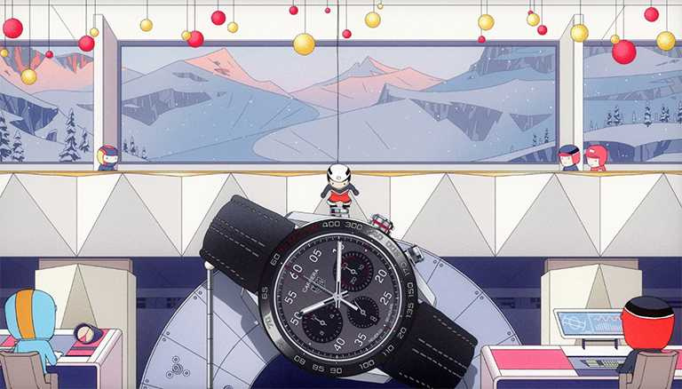 泰格豪雅小精靈賽車手，測試「Carrera」保時捷特別版限定腕錶計時功能，皮錶帶款╱191,800元。（圖╱TAG Heuer提供）
