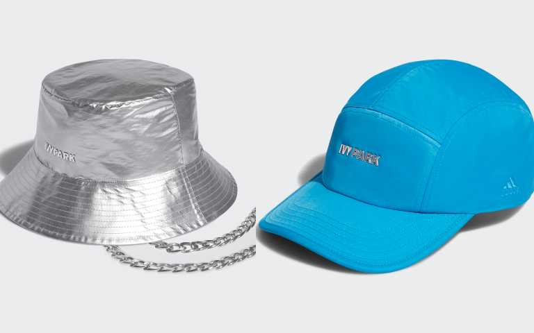 (左)經典的雙面IVP鏈條漁夫帽(右)泳裝材質的五分割帽（圖／品牌提供）
