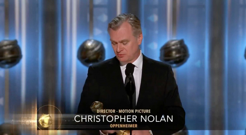 導演克里斯多福諾蘭6度提名金球獎終於獲獎。（圖／翻攝自金球獎推特）