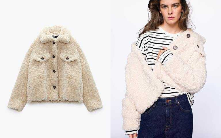 ZARA人造羊羔毛襯衫式外套／1,990元(圖／品牌提供)