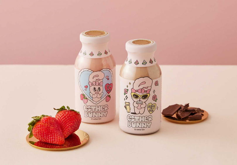 飲爆少女心！韓國插畫「Esther Bunny」艾絲樂小兔牛奶，草莓、巧克力雙口味上市（圖片/SUNFRIEND MOUTH提供）