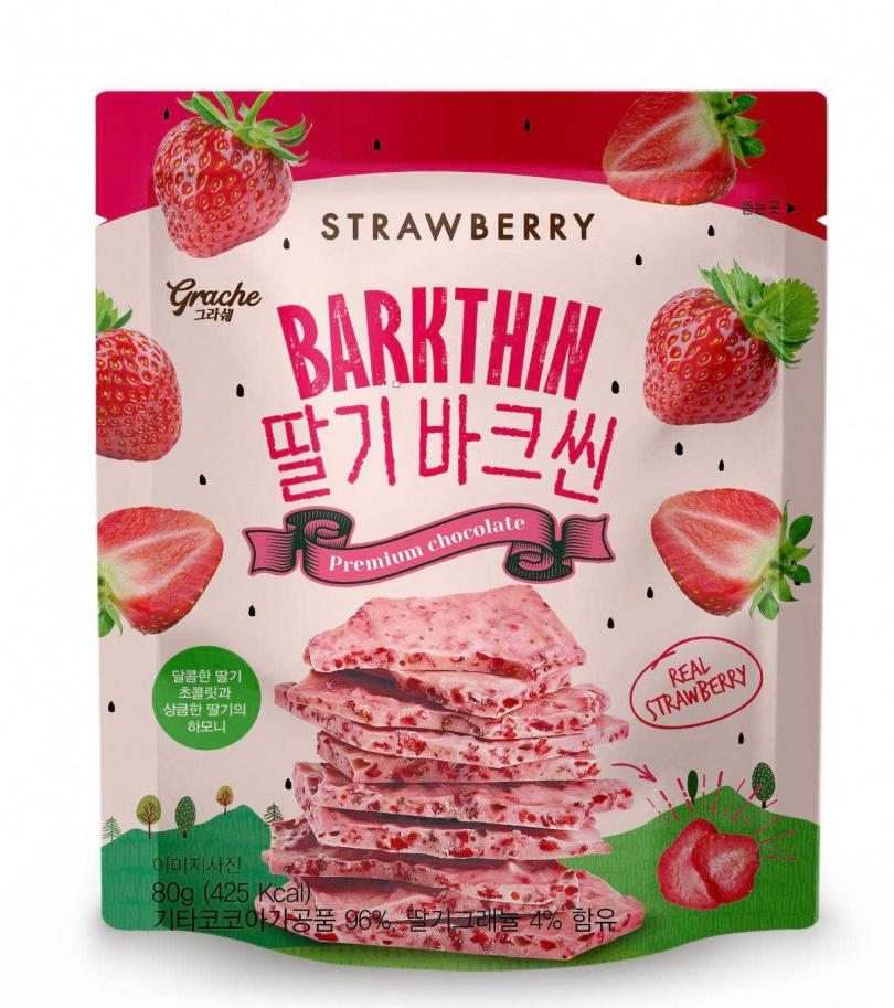 「韓國三光草莓板狀可可片」原價109元，特價85元。