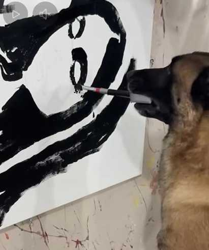 狗狗作畫功力驚人。（圖／翻攝自臉書）