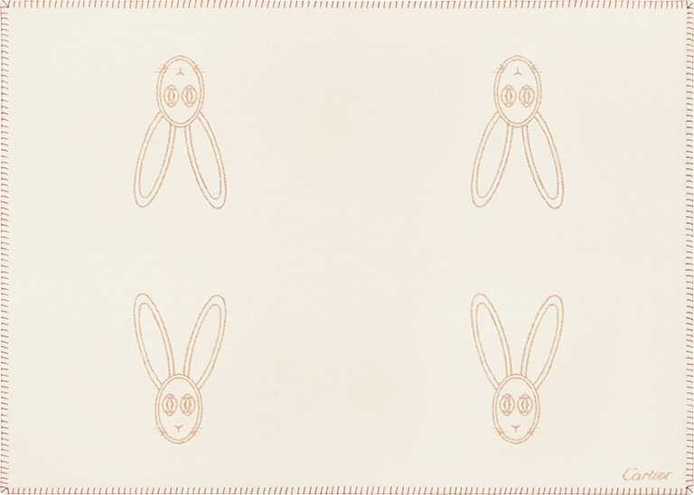 Cartier「Cartier Baby」米色兔子毛毯╱27,600元。（圖╱Cartier提供）