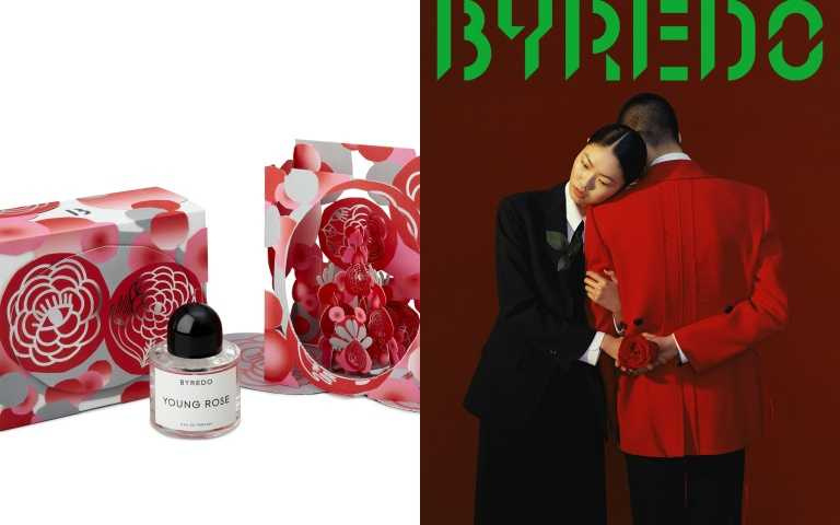 這次更邀請年僅 28歲的中國新生代攝影師張家誠，合作製作一系列平面視覺影像，透過他的詮釋與創意的展現，來表現新舊的融合；BYREDO如同以往，與才華洋溢的藝術家共同譜出全新的火花。BYREDO Young Rose 初生玫瑰淡香精 新年限定版50ml／5,000元。 (圖／品牌提供)