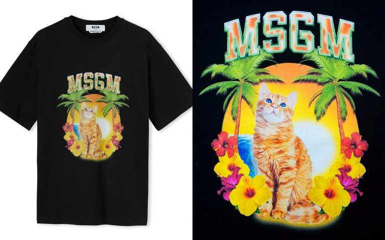 MSGM熱帶島嶼小橘貓印花T-shirt／9,500元（圖／品牌提供）
