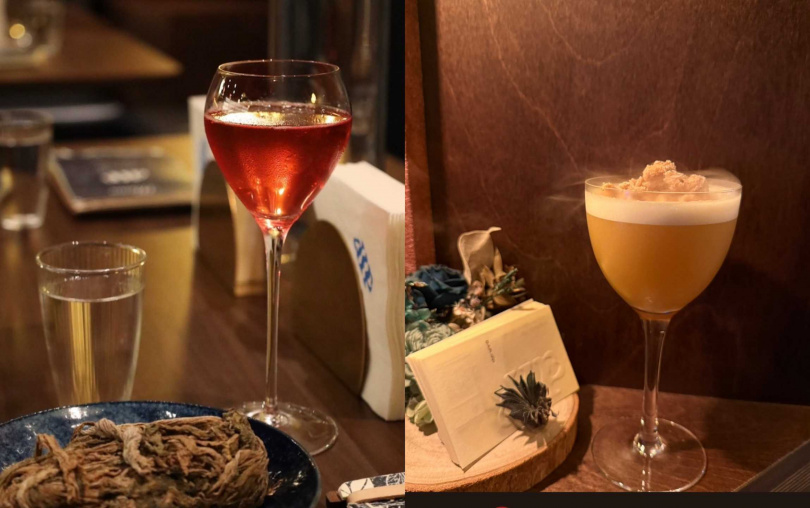 「客家大嬸の小吃部」(左)入口後有梅子的微酸與香茅的清香漸次綻放,右為以濃郁牛排醬大膽玩味鹹甜的「鄉村婦女美德」。(各450元+10%,圖/台北遠東香格里拉提供)
