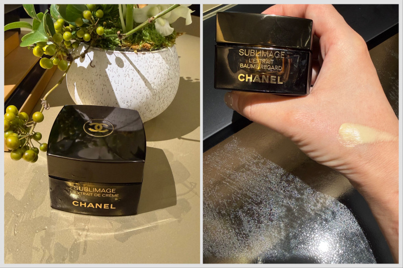 香奈兒奢華極萃肽金眼霜15g/18,000元、香奈兒奢華極萃肽金眼霜填充瓶15g/15,800元。(圖/tingting攝)
