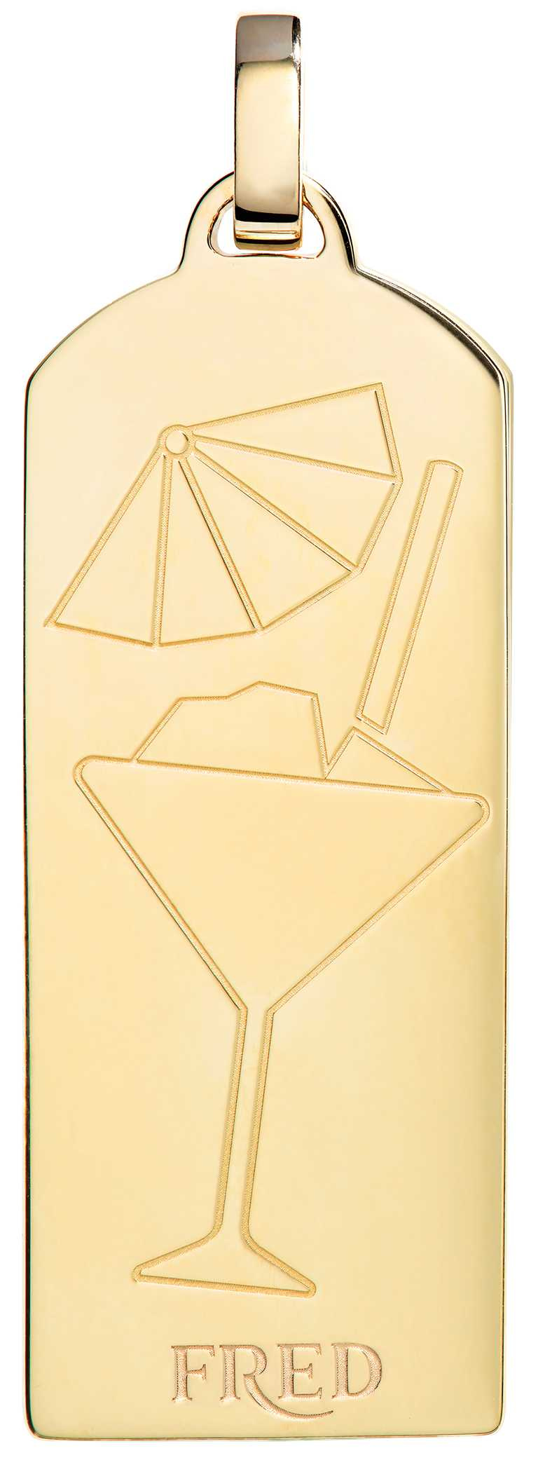 FRED「Riviera」系列，雞尾酒鑽飾黃金鍊墜（反面）╱282,700元。（圖╱FRED提供）