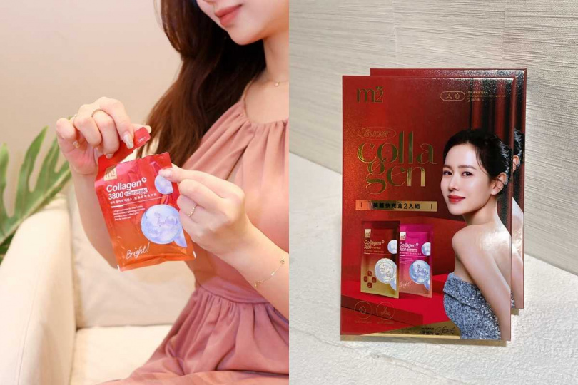 m2美度此次登陸全家便利商店通路，特別規劃珍珠燕窩膠原和水光膠原，以1+1的體驗包形式獨家上架，讓女孩們更容易取得話題飲品。（圖／品牌提供）