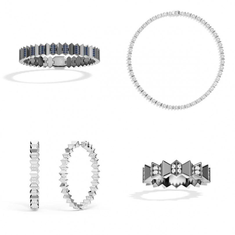 Up and Down手鏈／11,100元，Up and Down項圈／11,400元，XL Up and Down圈形耳環／9,700元，Up and Down戒指／3,100元（圖／品牌提供）