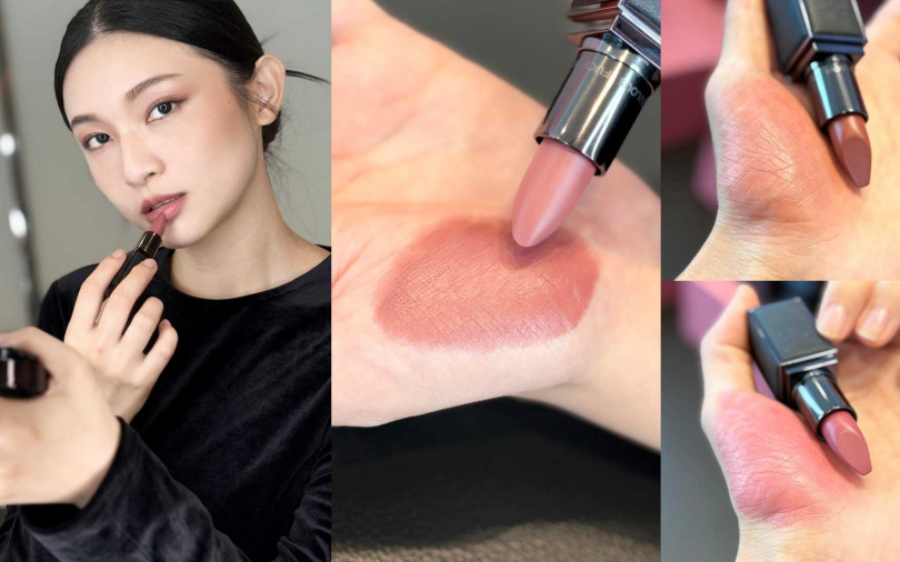 直接擦塗是飽滿唇色，若暈染開來後一樣能呈現優雅高級霧光感。（圖／吳雅鈴攝）