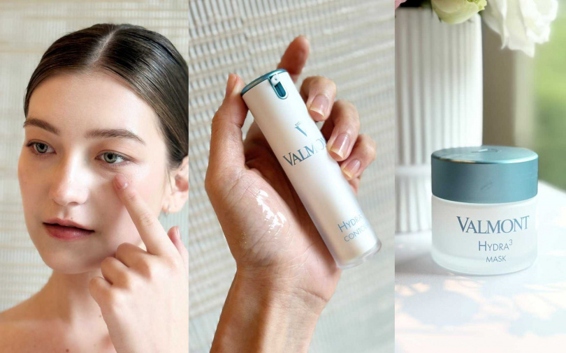 VALMONT 3D雲萃活水塑眼精華15ml／5,900元、3D雲萃活水磁潤面膜50ml／8,200元（圖／吳雅鈴攝）