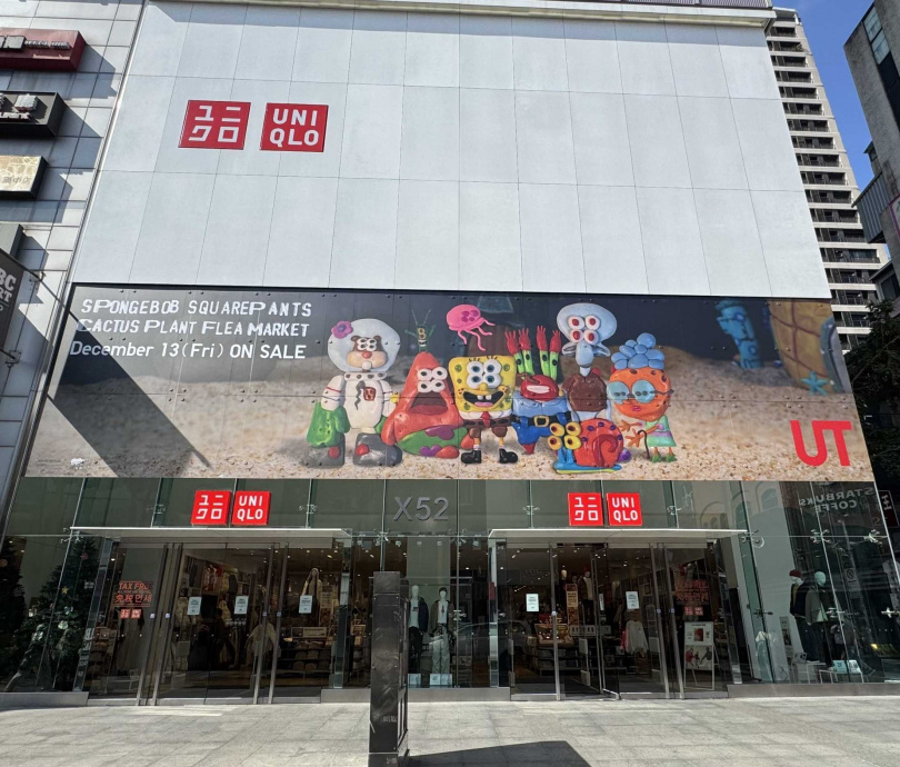 UNIQLO西門店換上海綿寶寶主題外牆。（圖／品牌提供）