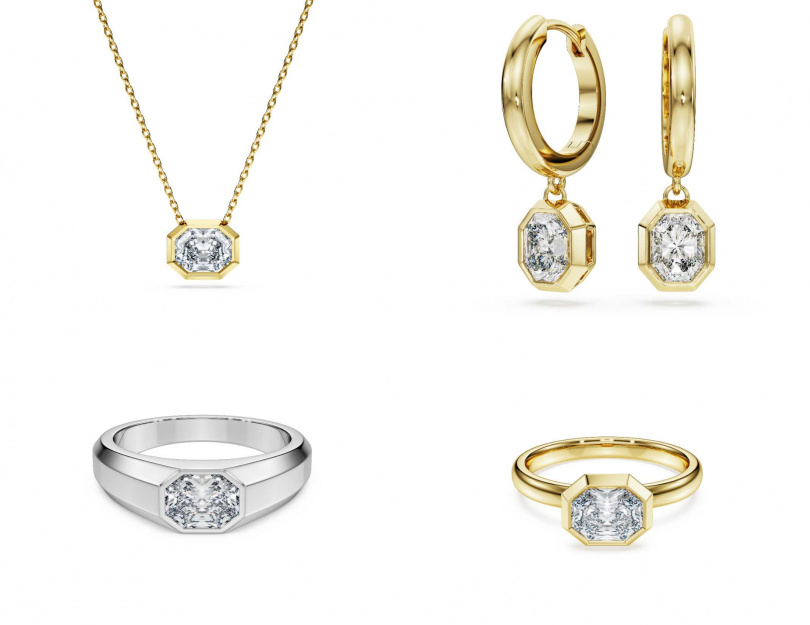 Octagon 鏈墜/78,000元、Octagon水滴形耳環/68,000元、Octagon 環戒/111,000元,Octagon 包邊戒指/68,000元(圖/品牌提供)