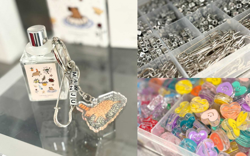 台北南西店限定的手作客製化串珠活動，讓你幫自己的香水裝點出獨一無二的專屬掛飾。（圖／吳雅鈴攝）