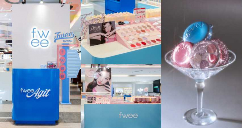 櫃位同時設置大型品牌視覺海報,由品牌代言人 TWICE 娜璉以充滿青春活力的形象呈現,呼應 fwee 一貫繽紛且充滿能量的品牌風格。(圖/品牌提供)