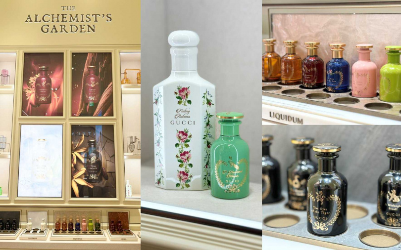 全台灣只有這裡才找得到的GUCCI Beauty頂級香氛煉金士花園系列。（圖／吳雅鈴攝）