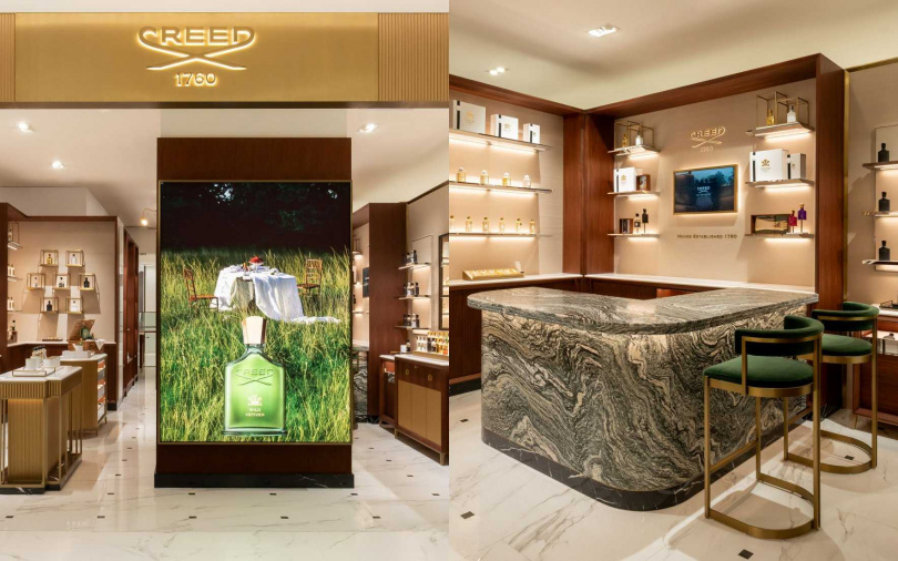 CREED於台中漢神洲際購物廣場打造台中首間品牌獨立專門店，店內裝潢承襲皇室貴族優雅美學，為香氛愛好者獻上一場跨越百年的嗅覺盛宴。（圖／品牌提供）