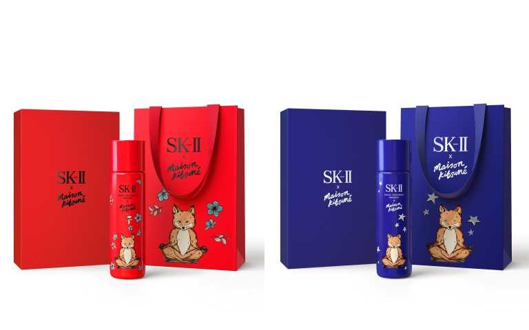10/20起在SK-II百貨專櫃購買SK-II x MAISON KITSUNÉ限量版青春露 230ml，就能獲得超精美的限量聯名禮盒&紙袋包裝服務。（圖／品牌提供）