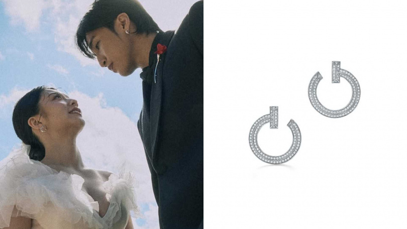 Tiffany T1 18K白金鑲鑽環形耳環/331,000元(圖/婁峻碩ig,品牌提供)