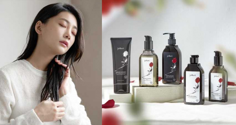 juliArt  洸影玫瑰洗髮精220mL／680元、洸影玫瑰修護髮膜 150mL／1,080元、洸影玫瑰潤髮乳 220mL／680元、洸影玫瑰魔髮精靈 150mL／1,600元、洸影玫瑰精萃髮油 150mL／1,700元 （圖／品牌提供）