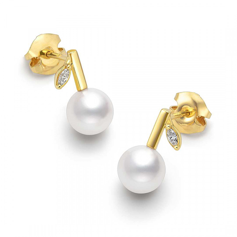 TASAKI Holiday Collection kugel 鑽石珍珠黃K金耳環／76,200元（圖／品牌提供）