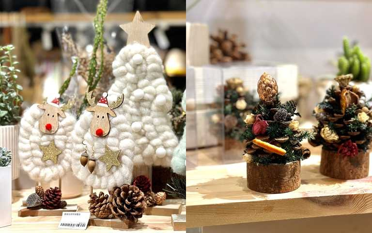 聖誕禮物首選「參樓研製所」，聖誕節推出以異材質結合而成的「迷你聖誕樹」及「麋鹿毛茸茸耳環架」。