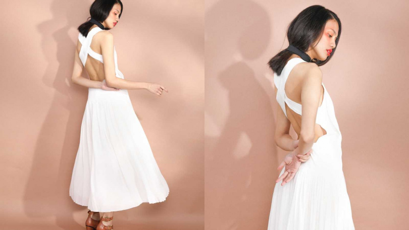Chloé Sleeveless Dress 洋裝／價格未定、Choker 頸鍊／價格未定、Platform Sandal 跟鞋／價格未定（圖／戴世平 攝）