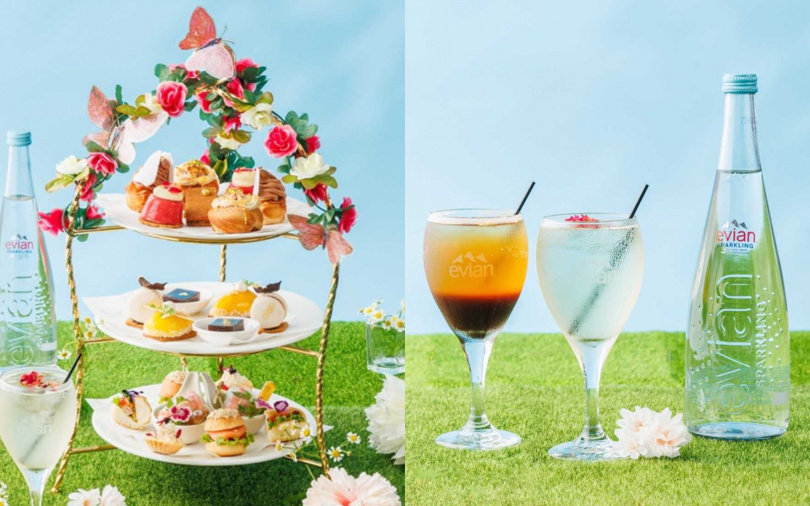 「Bubbly Light 午後微光」雙人下午茶。平、假日14:30至17:00供應，雙人1,780元+10%起，加價100元飲品即可升級 evian 特調氣泡飲。（圖／台北士林萬麗酒店提供）