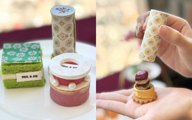 主廚以精湛的白巧克力工藝極致復刻「奢光金西洋菊唇膏盒」!管身竟然還可以打開,超精美。(圖/吳雅鈴攝)