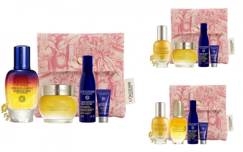 滲透潤澤賦活組／8,390元  內含光萃肌活露50ml + 蠟菊賦活極萃霜50ml、極萃撫紋澎潤組／9,130元  內含蠟菊賦活極萃30ml + 蠟菊賦活極萃霜50ml、蠟菊賦活雙萃組／9,130元   內含蠟菊賦活極萃30ml + 蠟菊賦活極萃油30ml。（圖／品牌提供）