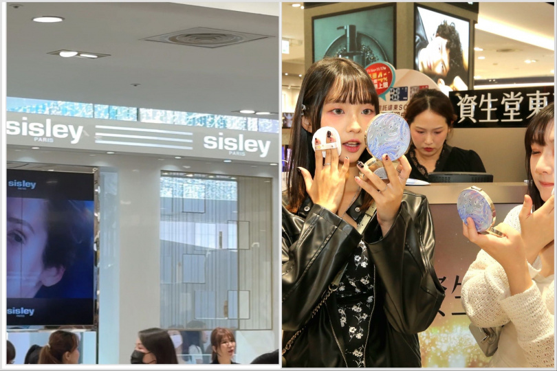 圖說:SISLEY逆勢大成長，有望成為今年化妝品第一樓冠！（右）資生堂snow beauty雪花香氛魔法盒(蜜粉餅)被搶購（圖/黃筱婷，周志龍攝影）