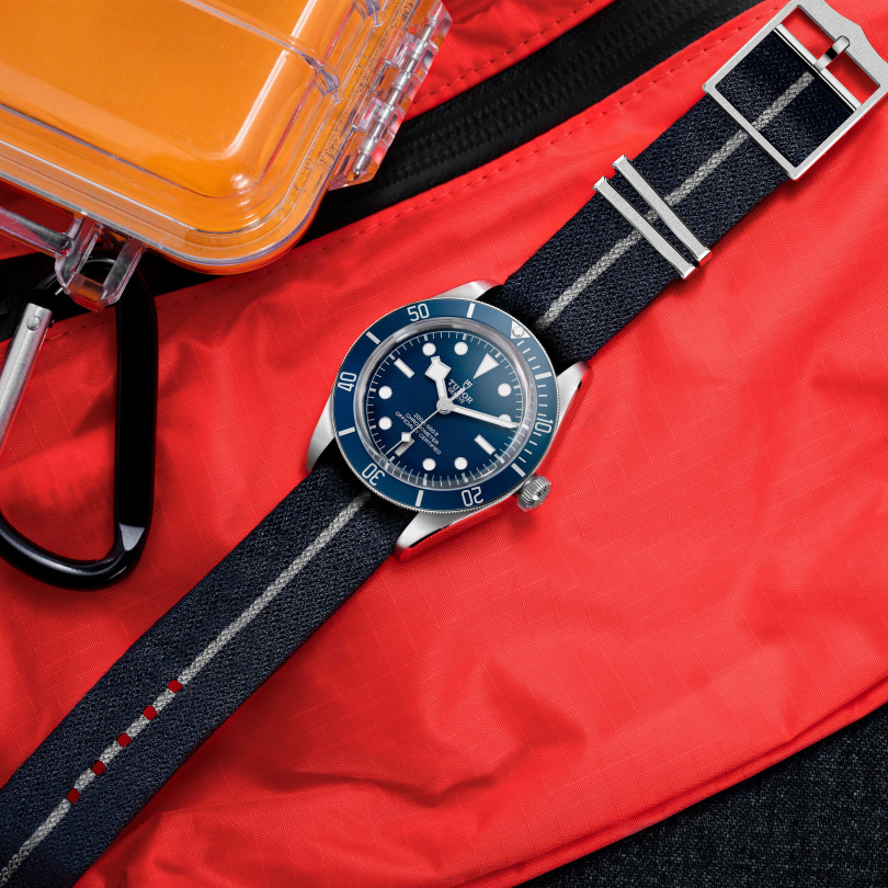 TUDOR「Black Bay Fifty-Eight」海軍藍腕錶，39mm，藍色NATO織紋錶帶╱116,500元。（圖╱TUDOR提供）