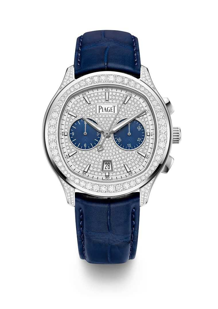 PIAGET Polo 系列18K白金高級珠寶自動上鍊計時碼錶／建議售價3,040,000元（圖／品牌提供）