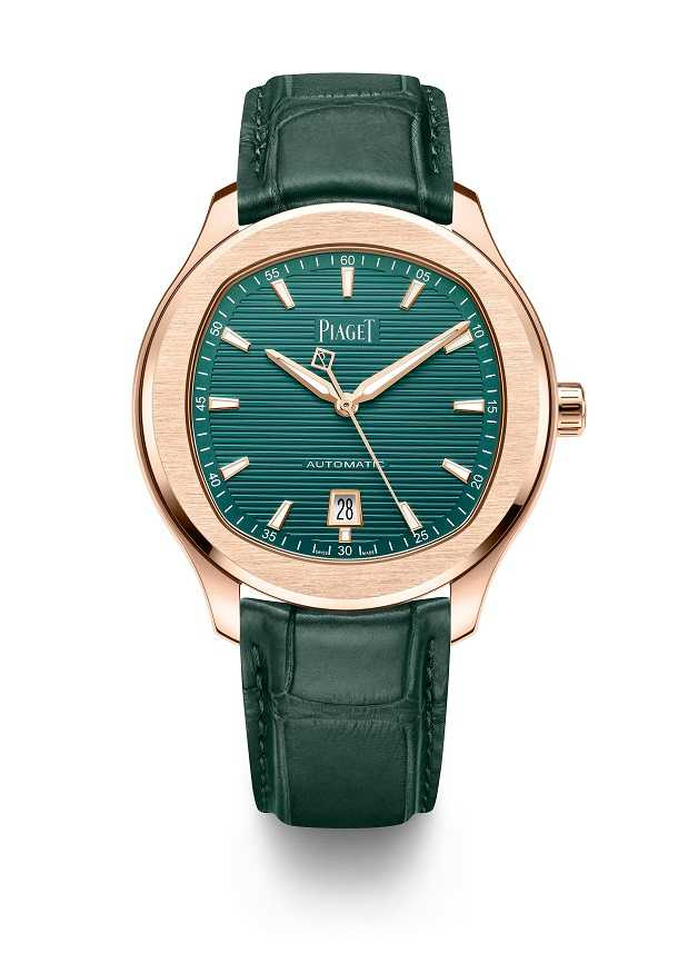 PIAGET Polo系列18K玫瑰金孔雀綠日期顯示自動上鍊腕錶／建議售價895,000元（圖／品牌提供）