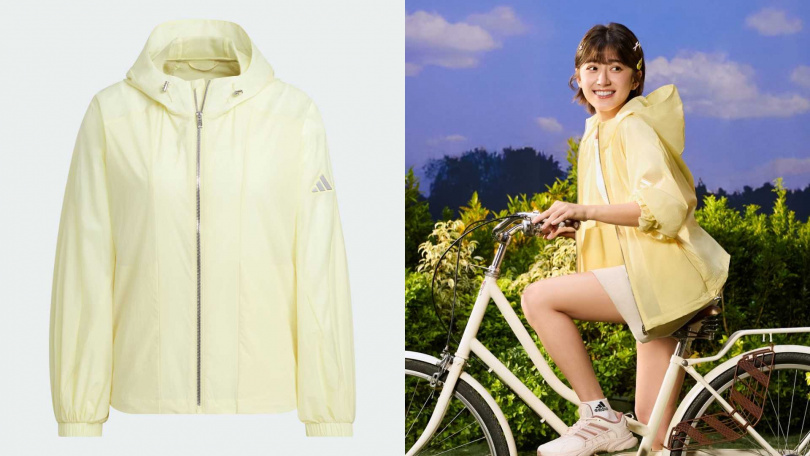 adidas黃色防曬輕風衣(女款) /2,890元(圖/品牌提供)