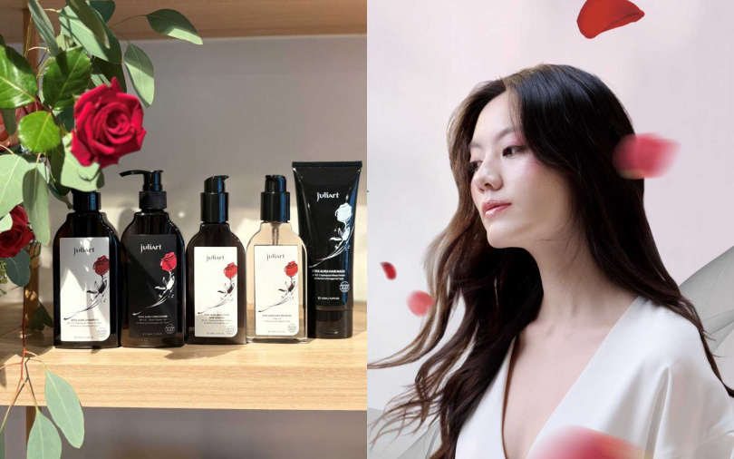 juliArt全新「洸影系列」一次帶來洗髮精、潤髮乳、髮膜、髮油和魔髮精靈的5種品項。(圖/吳雅鈴攝、品牌提供)