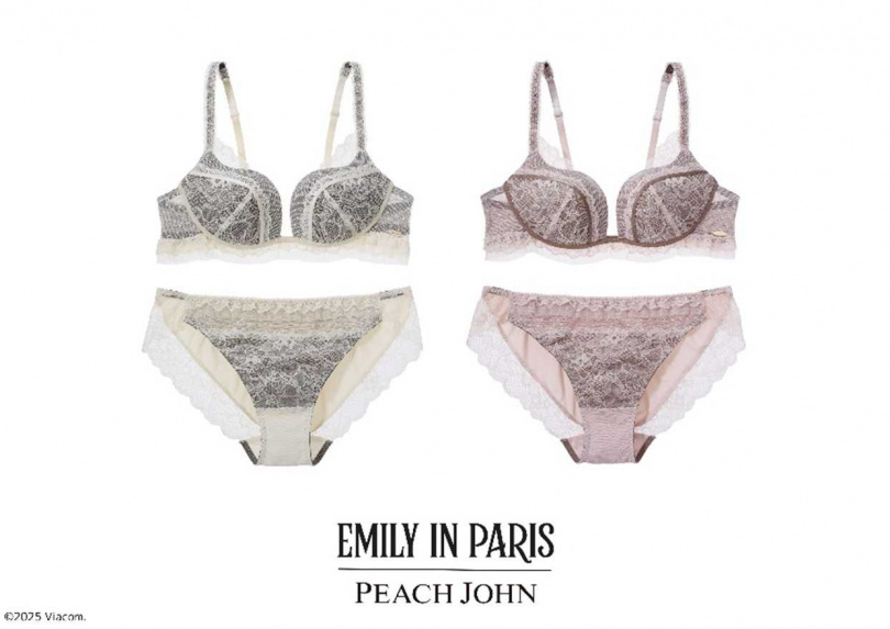 薄紗荷葉邊蕾絲無鋼圈內衣／1,290元，薄紗荷葉邊蕾絲系列內褲／590元（圖／品牌提供）