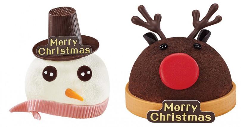 85˚C的造型蛋糕：聖誕雪人（左）、聖誕小鹿。（圖／85˚C）
