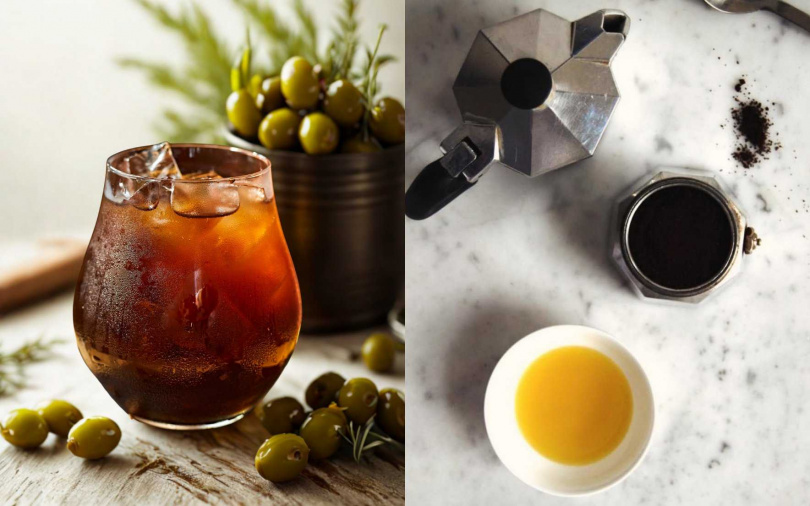 已經在歐美咖啡圈風靡許久的「橄欖油咖啡」養生喝法，現在也吹到台灣了！（圖／品牌提供、翻攝自小紅書）