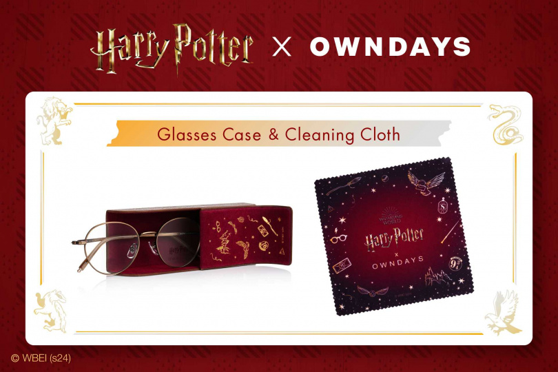 購買《Harry Potter × OWNDAYS 聯名系列》即可獲得專屬聯名眼鏡盒與眼鏡布（圖／品牌提供）