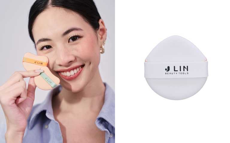 J-LIN全新的完美服貼3D澎潤粉底撲(2入)，NT$ 219，J-LIN微氣孔控量拍拍噗(2入)/219元（圖／品牌提供）