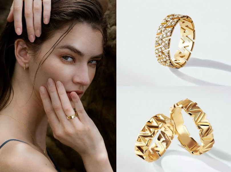 AZ Signature系列：AZ Signature P 18K黃金鑲鑽戒指／約 220,000元；AZ Signature S 18K黃金戒指／約84,000元；AZ Signature I 18K黃金戒指／約 115,000元（圖／品牌提供）