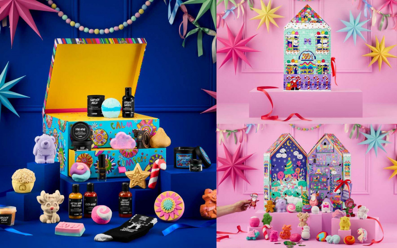 LUSH今年共推出2款倒數月曆-LUSH 聖誕月曆禮盒、高街29½月曆禮盒，實際門市到貨日期請依LUSH LINE官方帳號公告為主。（圖／品牌提供）
