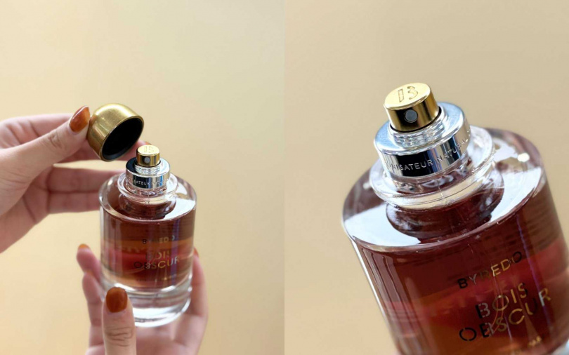 金銀雙色噴頭上還刻印有品牌標誌，連細節也十分講究。（圖／吳雅鈴攝）