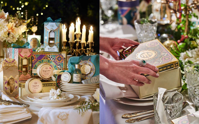 SABON 2025全新聖誕香氣《流光夜宴限量系列》,以華麗高貴的木質花香調重現皇室晚宴的繁華與浪漫。(圖/品牌提供)