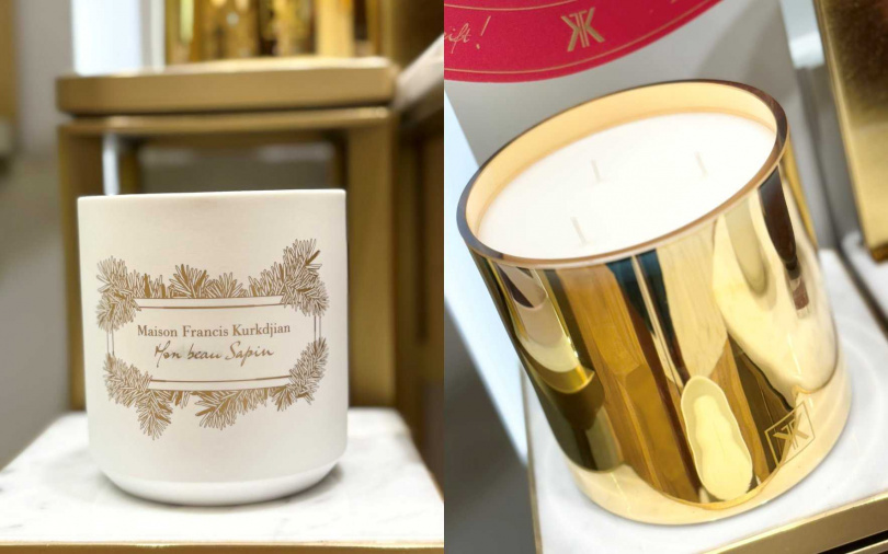 MFK 2025限量耶誕冷杉蠟燭750g/12,400元、2025限量巨型耶誕冷杉蠟燭1.6kg/15,800元(圖/吳雅鈴攝)