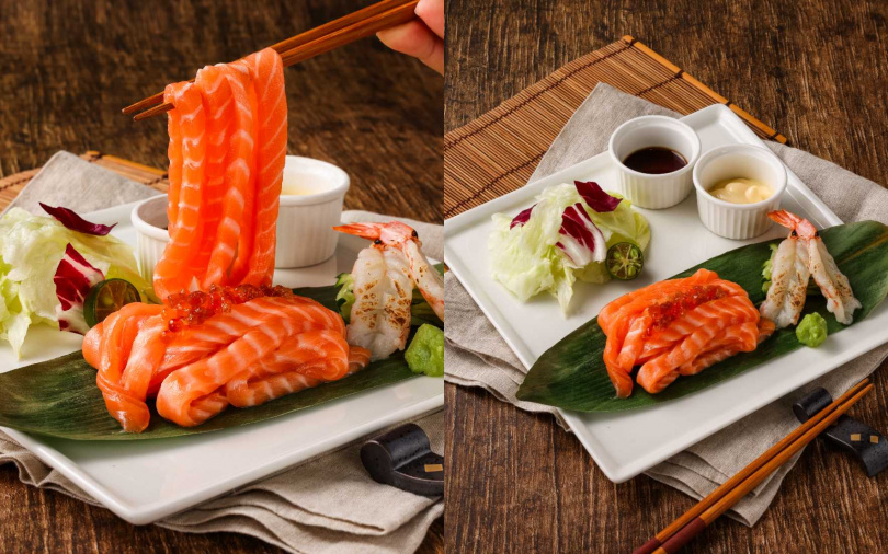 美威鮭魚台南西門店以鮭魚切條取代傳統麵體，打造既熟悉又創新的口感。（圖／品牌提供）