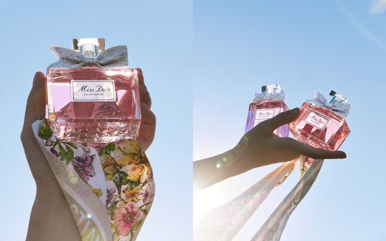 以高訂緹花緞帶交織單耳蝴蝶結，為Miss Dior繫上獨一無二的奢華工藝。（圖／品牌提供）